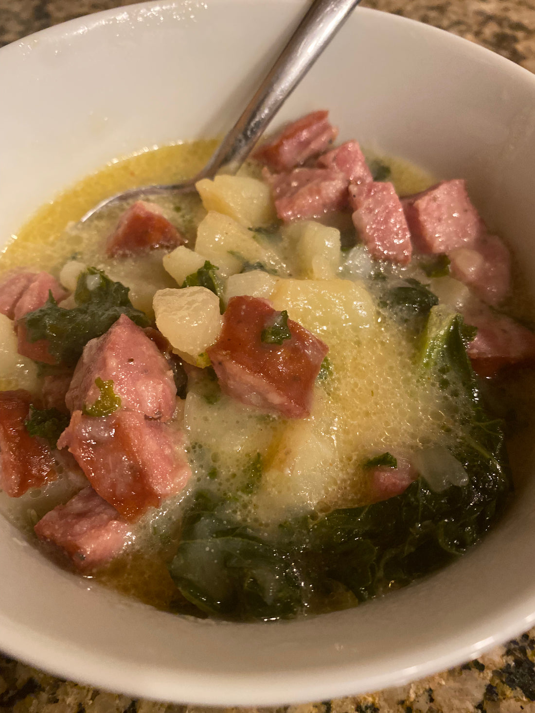 Garlic Lover's Sausage, Kale and Potato Soup